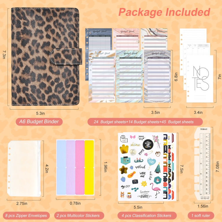 A6 Leopard Print Cash Budget Notebook  Loose Leaf Financial Management Notepad(Deep Brown) - free shipping - PMc TechLife - Order now!