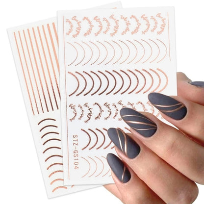 Gold Silver Manicure Stickers Imitation Metal Line Adhesive Nail Stickers(Stz-GS005 Rose Gold) - Nail Stickers by PMC Jewellery | Online Shopping South Africa | PMC Jewellery | Buy Now Pay Later Mobicred