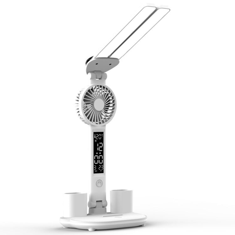 Rechargeable  3200mAh Double Head Lighting LED Fan Desk Lamp with Pen Holder & Clock - free shipping - PMC TechLife - Order now!