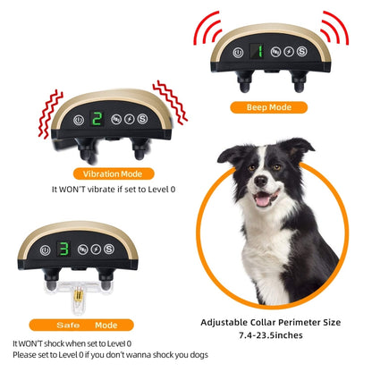 USB Rechargeable Waterproof Dog Bark Collar With Vibration And Beep(Gold) - Training Aids by PMC Jewellery | Online Shopping South Africa | PMC Jewellery