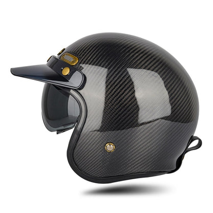 SOMAN Motorcycle Four Seasons Carbon Fiber Half Helmet, Color: Bright Carbon Fiber(L) - Helmets by SOMAN | Online Shopping South Africa | PMC Jewellery | Buy Now Pay Later Mobicred