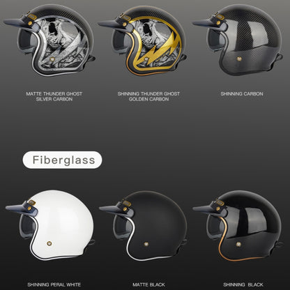 SOMAN Motorcycle Four Seasons Carbon Fiber Half Helmet, Color: Carbon Fiber Silver Lightning(S) - Helmets by SOMAN | Online Shopping South Africa | PMC Jewellery | Buy Now Pay Later Mobicred