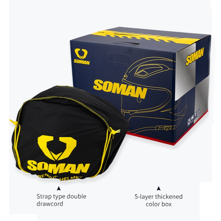 SOMAN Motorcycle Carbon Fiber Double Lens Thermal Safety Helmet, Size: L(Snake Carbon Fiber) - Helmets by SOMAN | Online Shopping South Africa | PMC Jewellery | Buy Now Pay Later Mobicred