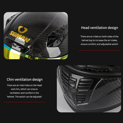 SOMAN Motorcycle Carbon Fiber Double Lens Thermal Safety Helmet, Size: M(Cheetah Print) - Helmets by SOMAN | Online Shopping South Africa | PMC Jewellery | Buy Now Pay Later Mobicred