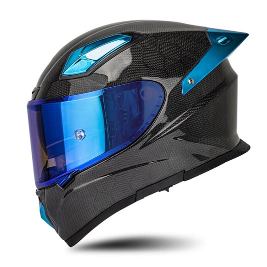 SOMAN Four Seasons Full Cover Motorcycle Helmet, Size: XL(Snake Carbon Fiber Blue) - Helmets by SOMAN | Online Shopping South Africa | PMC Jewellery | Buy Now Pay Later Mobicred