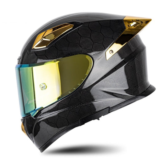SOMAN Four Seasons Full Cover Motorcycle Helmet, Size: XL(Snake Carbon Fiber Gold) - Helmets by SOMAN | Online Shopping South Africa | PMC Jewellery | Buy Now Pay Later Mobicred