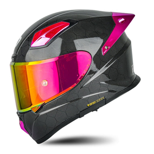 SOMAN Four Seasons Full Cover Motorcycle Helmet, Size: XL(Snake Carbon Fiber Red Purple) - Helmets by SOMAN | Online Shopping South Africa | PMC Jewellery | Buy Now Pay Later Mobicred