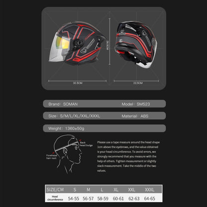 SOMAN Motorcycle Electric Bicycle Dual Lens Riding Helmet, Size: M(Black Red) - Helmets by SOMAN | Online Shopping South Africa | PMC Jewellery | Buy Now Pay Later Mobicred