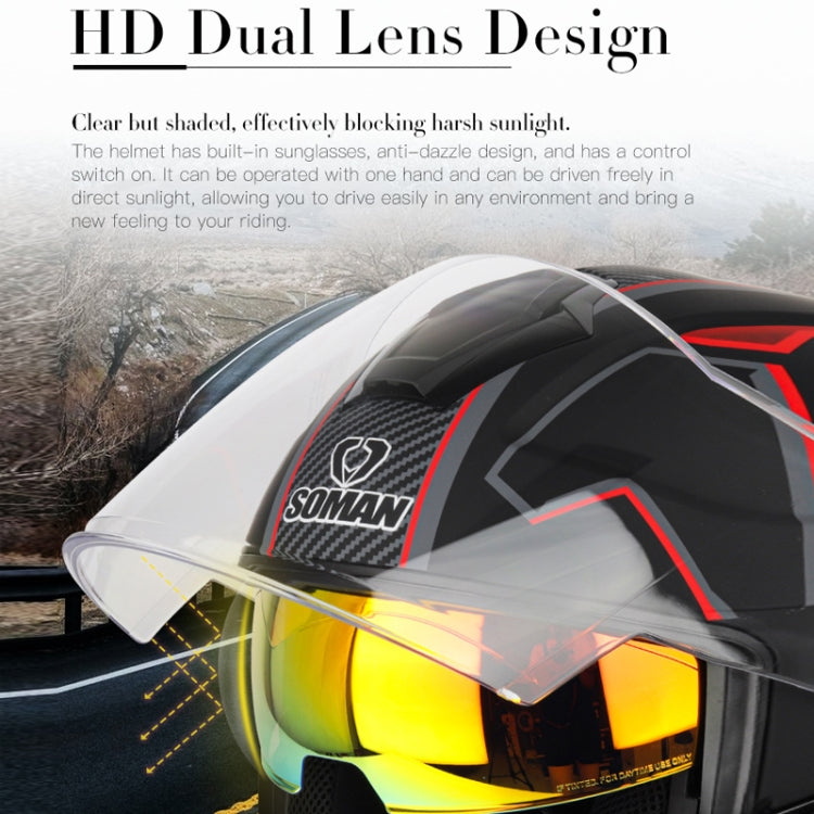 SOMAN Motorcycle Electric Bicycle Dual Lens Riding Helmet, Size: XXL(Black Silver) - free shipping - PMC TechLife - Order now!