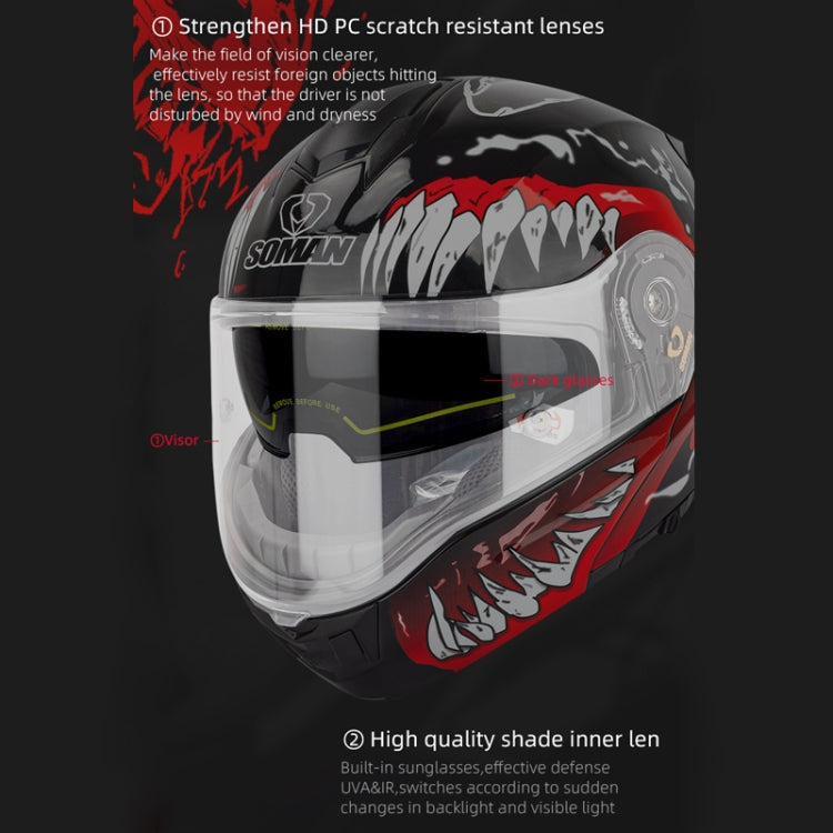 SOMAN Racing Motorcycle Double Lens Riding Safety Helmet, Size: XL(Mobile Suit) - free shipping - PMC TechLife - Order now!