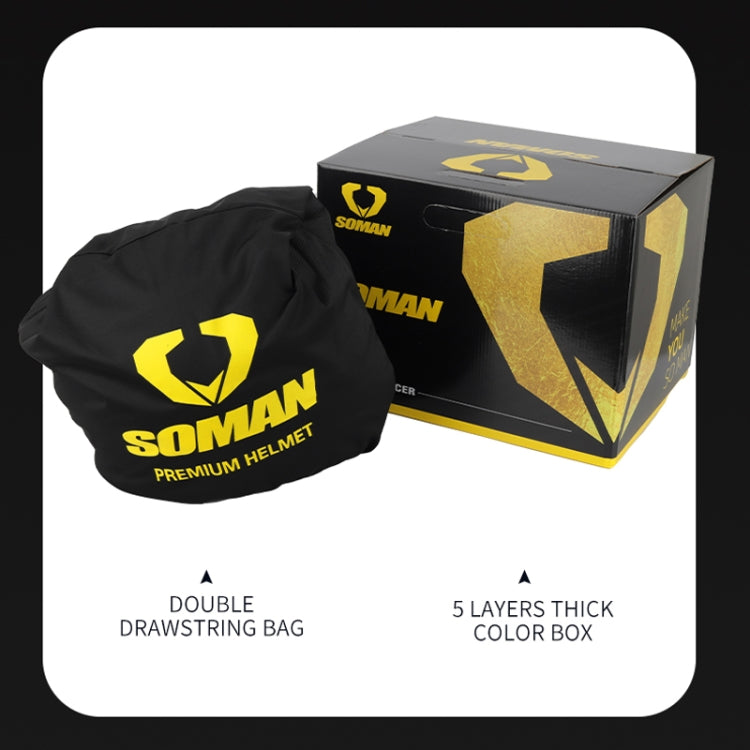 SOMAN Motorcycle Dual Lens Riding Peel-Off Full Coverage Helmet, Size: L(Bright Black) - free shipping - PMC TechLife - Order now!