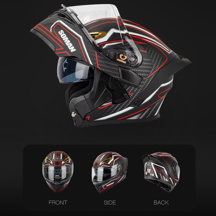 SOMAN Motorcycle Dual Lens Riding Peel-Off Full Coverage Helmet, Size: S(Sapphire Vision) - Helmets by SOMAN | Online Shopping South Africa | PMC Jewellery | Buy Now Pay Later Mobicred