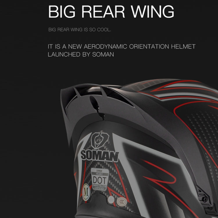 SOMAN Motorcycle Dual Lens Riding Peel-Off Full Coverage Helmet, Size: S(Matt Black Red) - Helmets by SOMAN | Online Shopping South Africa | PMC TechLife | Buy Now Pay Later Mobicred