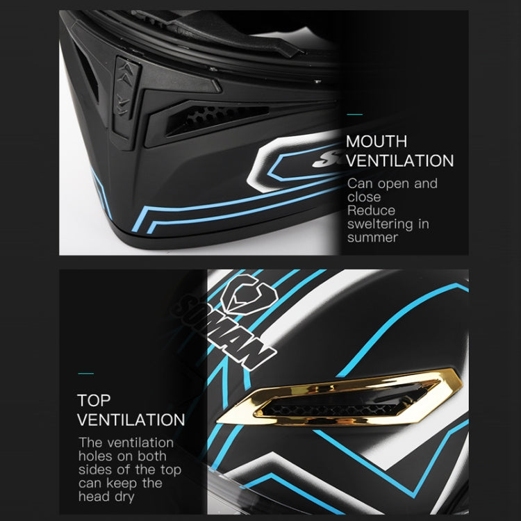 SOMAN Motorcycle Dual Lens Riding Peel-Off Full Coverage Helmet, Size: L(Black Fluorescent Yellow Spark) - free shipping - PMC TechLife - Order now!