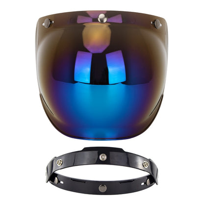 Motorcycle Helmet Three-Button Windproof Lens With Bracket(Plating Blue) - Helmets by PMC Jewellery | Online Shopping South Africa | PMC Jewellery | Buy Now Pay Later Mobicred