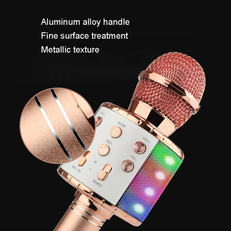 WS-858L LED Light Flashing Wireless Capacitance Microphone Comes With Audio Mobile Phone Bluetoon Live Microphone(Gold) - Microphone by PMC Jewellery | Online Shopping South Africa | PMC Jewellery | Buy Now Pay Later Mobicred