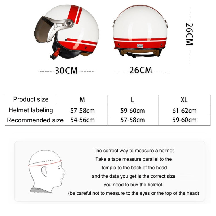 GXT Electric Vehicle Half Cover Helmet Four Seasons Retro Helmet, Size: XL(Painted White Red Stripes) - Helmets by GXT | Online Shopping South Africa | PMC Jewellery | Buy Now Pay Later Mobicred