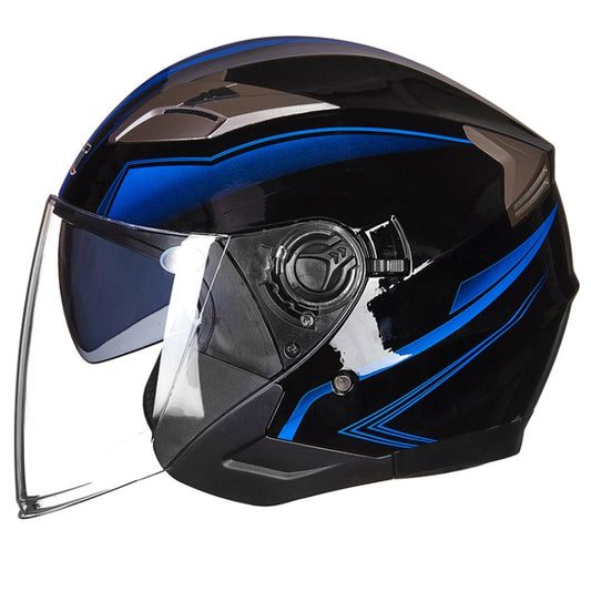 GXT 708 Electric Vehicle Dual Lens Helmet Four Seasons Safety Helmet, Size: M(Bright Black Blue) - Helmets by GXT | Online Shopping South Africa | PMC Jewellery | Buy Now Pay Later Mobicred