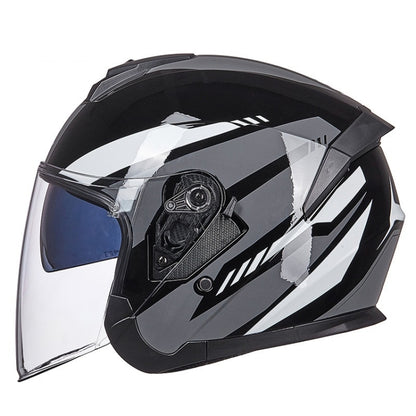 GXT Electric Vehicle Four Seasons Sun Protection & Windshield Double Lens Helmet, Size: M(Bright Black Gray) - Helmets by GXT | Online Shopping South Africa | PMC Jewellery | Buy Now Pay Later Mobicred