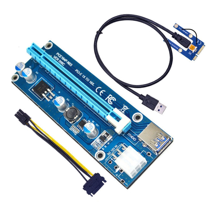 PCE164P-N03 VER006C Mini PCI-E 1X To 16X Riser For Laptop External Image Card, Spec: Blue Board 6pin - Add-on Cards by PMC TechLife | Online Shopping South Africa | PMC TechLife