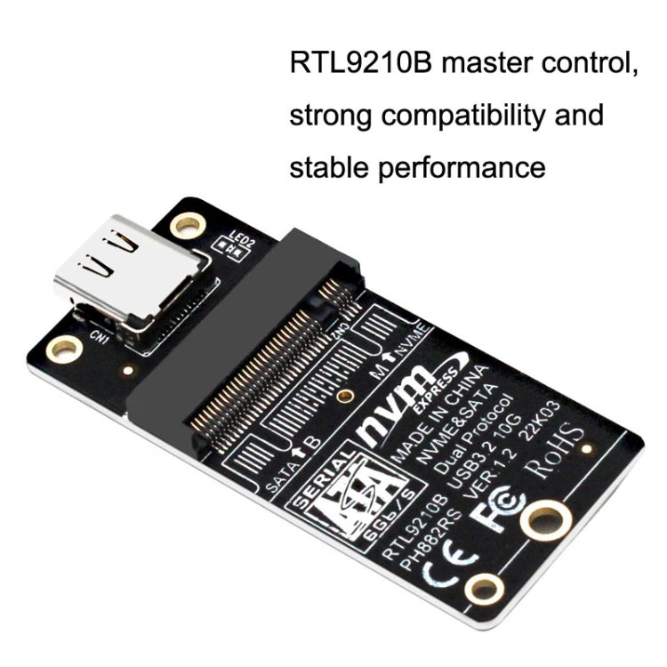 M.2 NVME Hard Disk Box Transfer Card RTL9210B Chip Type-C / USB-C USB3.1 Gen2 10Gbps(Black) - HDD Enclosure by PMC TechLife | Online Shopping South Africa | PMC TechLife | Buy Now Pay Later Mobicred