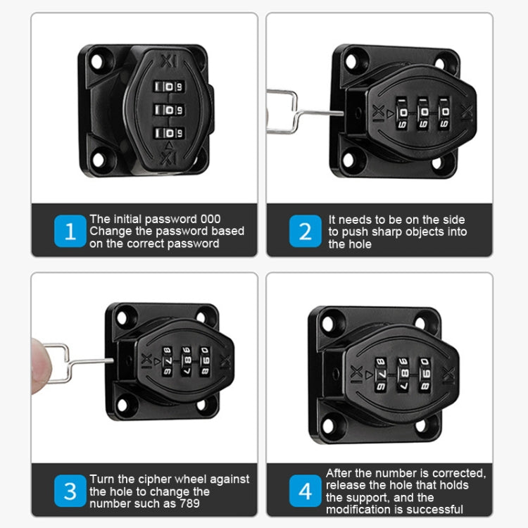 Stick Nail Dual Use Free Punch Cabinet Door Combination Lock Anti-Theft Drawer Lock, Style: Two Hole 3 inch Black - Padlocks by PMC Jewellery | Online Shopping South Africa | PMC Jewellery