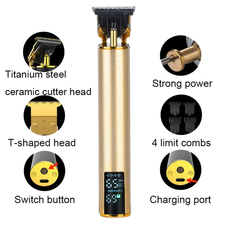 USB Rechargeable Digital Display Engraving Ceramic Knife Electric Hair Clipper(Digital Display Gold) - free shipping - PMC TechLife - Order now!