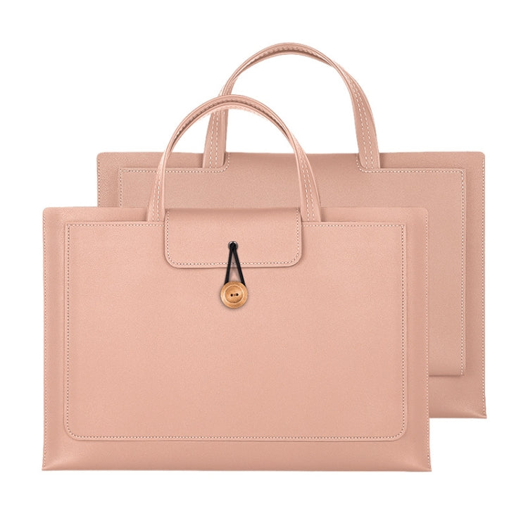 13.3/14 inch Elastic Button Laptop Waterproof PU Handbag(Rose Pink) - 13.3 inch by PMC Jewellery | Online Shopping South Africa | PMC Jewellery | Buy Now Pay Later Mobicred