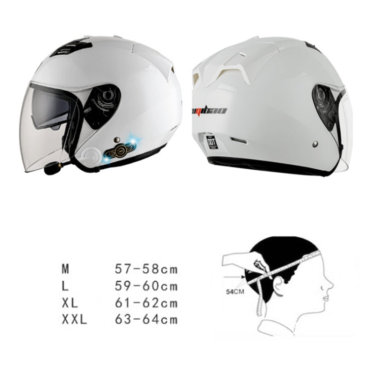 KUQIBAO Motorcycle Smart Bluetooth Sun Protection Double Lens Safety Helmet, Size: XXL(White Phantom Fiber+Gray Tail) - Helmets by KUQIBAO | Online Shopping South Africa | PMC Jewellery | Buy Now Pay Later Mobicred