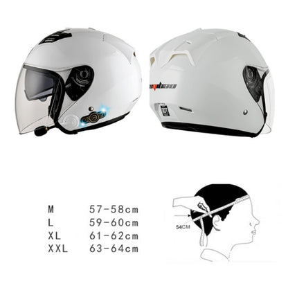 KUQIBAO Motorcycle Smart Bluetooth Sun Protection Double Lens Safety Helmet, Size: M(White Phantom Fiber+Gray Tail) - Helmets by KUQIBAO | Online Shopping South Africa | PMC Jewellery | Buy Now Pay Later Mobicred