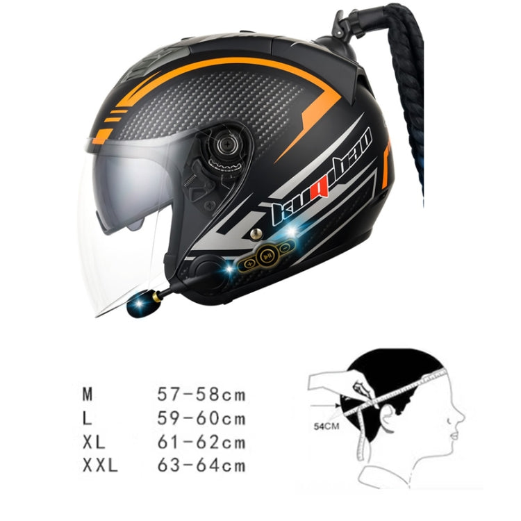 KUQIBAO Motorcycle Bluetooth Headset Double Lens Helmet With Braid, Size: L(White) - Helmets by KUQIBAO | Online Shopping South Africa | PMC Jewellery | Buy Now Pay Later Mobicred