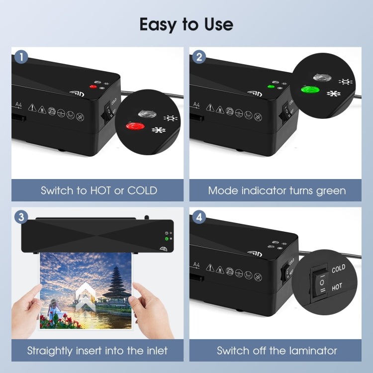 9 Inch A4 Hot Cold Laminator Machine Book Documents Laminator, Size: Only Machine(220V UK Plug) - Photo Film Covering Machine by PMC TechLife | Online Shopping South Africa | PMC TechLife | Buy Now Pay Later Mobicred