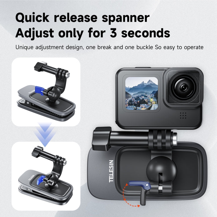TELESIN 360 Degree Rotation Backpack Clip Clamp Mount For Action Camera - Backpack Clip by TELESIN | Online Shopping South Africa | PMC TechLife | Buy Now Pay Later Mobicred