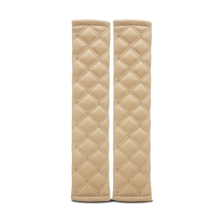 Rhombus Leather Seat Belt Shoulder Protector Pads, Color: Beige - Seat Belts & Padding by PMC TechLife | Online Shopping South Africa | PMC TechLife | Buy Now Pay Later Mobicred