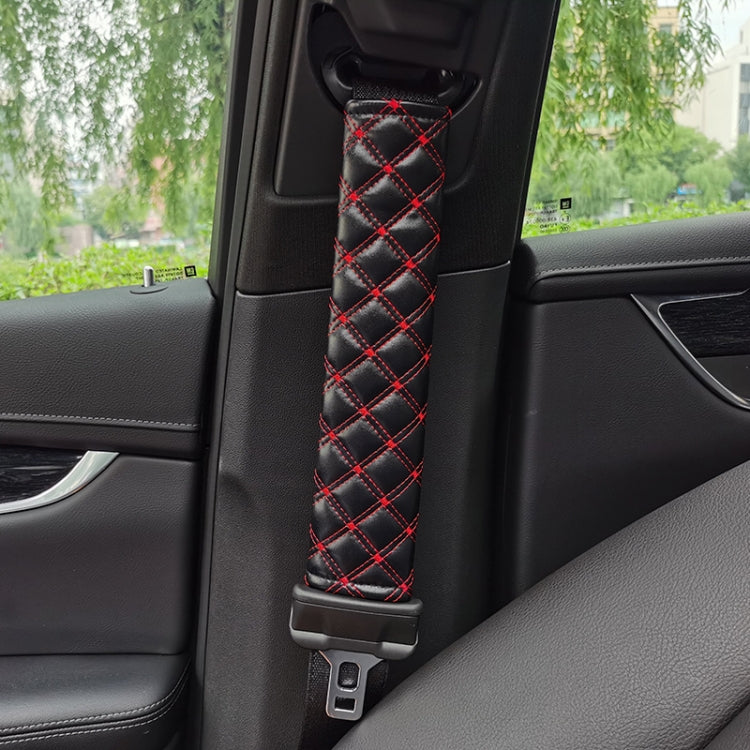 Rhombus Leather Seat Belt Shoulder Protector Pads, Color: Light Grey - free shipping - PMC TechLife - Order now!