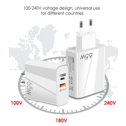 A502 65W USB-C/Type-C+USB Dual Port GaN Charger QC3.0 Laptop Universal Charger UK Plug Black - USB Charger by PMC Jewellery | Online Shopping South Africa | PMC Jewellery | Buy Now Pay Later Mobicred