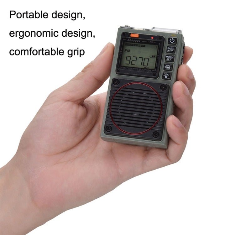HanRongda HRD-787 High Performance Full Band Portable Bluetooth Card SOS Warning LED Lighting Radio(Green) - free shipping - PMC Jewellery - Order now!