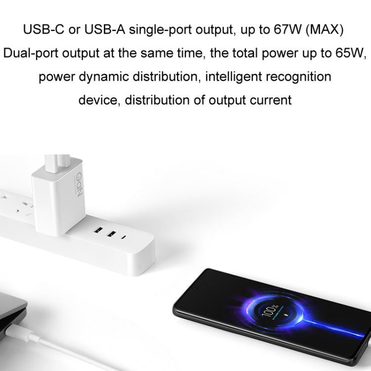 Original Xiaomi 67W GaN 1C+1A Dual Port Smart Fast Charger, US Plug(White) - USB Charger by Xiaomi | Online Shopping South Africa | PMC Jewellery | Buy Now Pay Later Mobicred