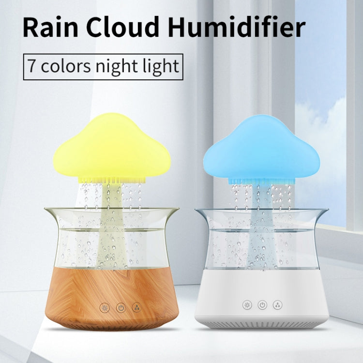 CH06 300ml Rain Humidifier Mushroom Cloud Colorful Night Lamp Aromatherapy Machine, Style: Without Remote Controller(White) - free shipping - PMC TechLife - Order now!
