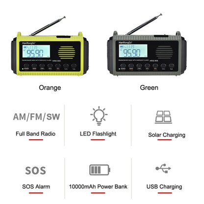 HanRongda HRD-905 Solar Charging LED Lighting Generation Disaster Prevention Emergency Full Band Radio(Army Green) - Radio Player by HanRongda | Online Shopping South Africa | PMC Jewellery | Buy Now Pay Later Mobicred