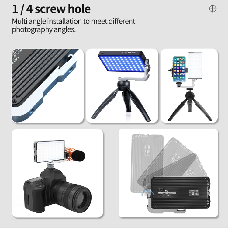 Pixel G3 Flat Panel RGB Fill Light Handheld Photography Camera Dimmable Desktop Mini Pocket Lamp(A Set) - free shipping - PMC TechLife - Order now!
