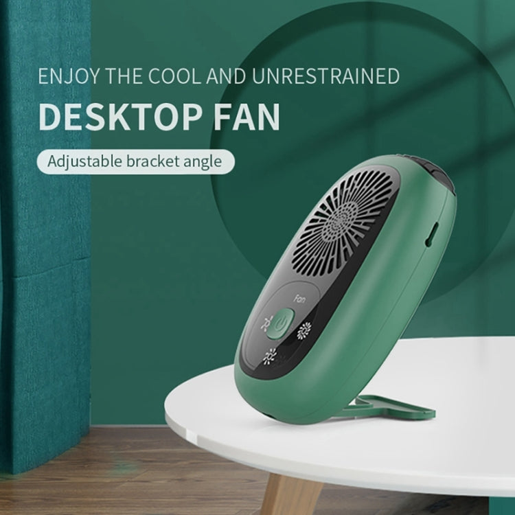 Leafless Hanging Neck Fan Mini Handheld Fan USB Rechargeable Fan Without Negative Ions Green - Electric Fans by PMC Jewellery | Online Shopping South Africa | PMC Jewellery | Buy Now Pay Later Mobicred