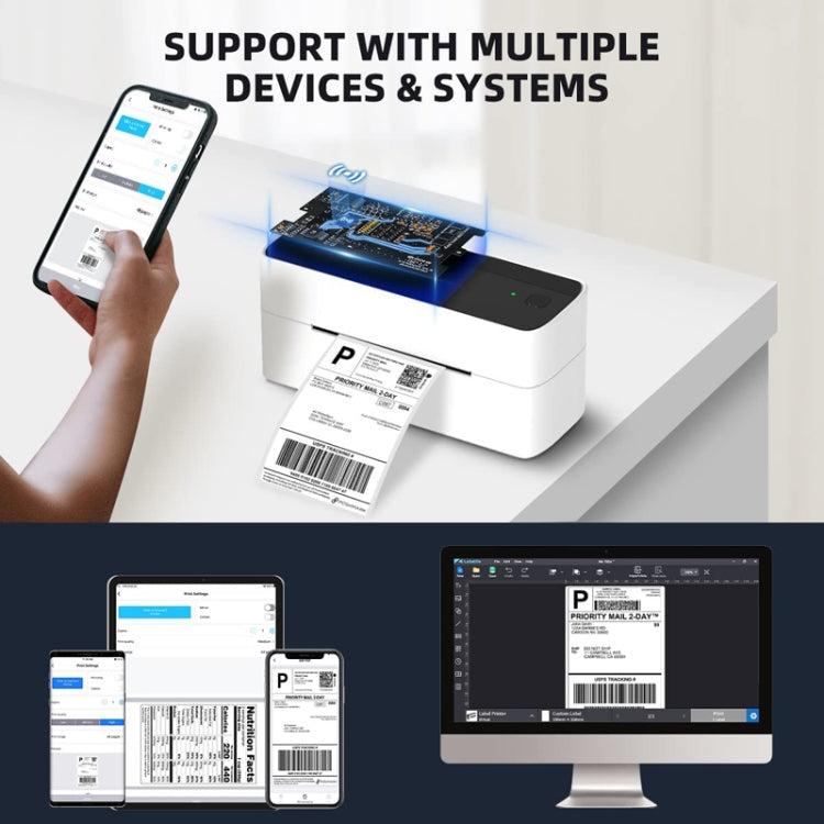 Phomemo PM241-BT Bluetooth Address Label Printer Thermal Shipping Package Label Maker, Size: EU(White Blue) - free shipping - PMC TechLife - Order now!