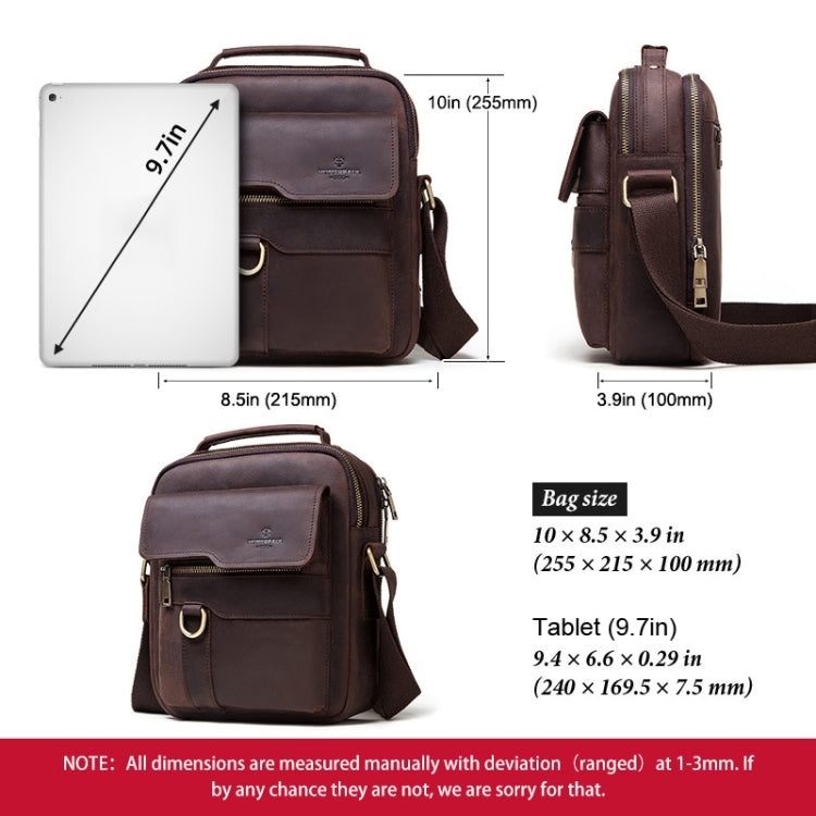 HUMERPAUL Men Leather Cross-Body Bag Shoulder Bag(Brown) - Single-shoulder Bags by HUMERPAUL | Online Shopping South Africa | PMC TechLife | Buy Now Pay Later Mobicred