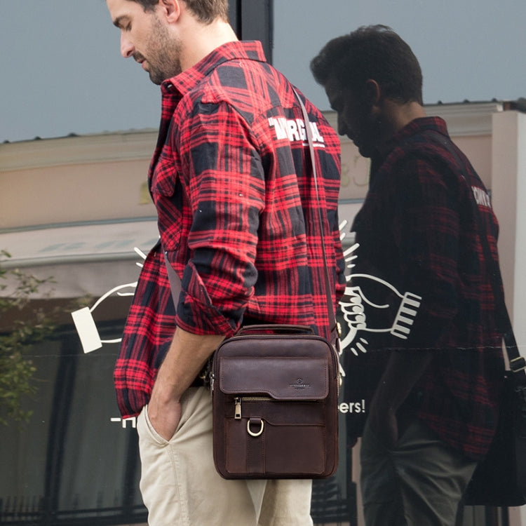HUMERPAUL Men Leather Cross-Body Bag Shoulder Bag(Brown) - Single-shoulder Bags by HUMERPAUL | Online Shopping South Africa | PMC TechLife | Buy Now Pay Later Mobicred