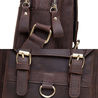 HUMERPAUL Men Shoulder Bag Retro Leather Crossbody Bag(Brown) - Single-shoulder Bags by HUMERPAUL | Online Shopping South Africa | PMC Jewellery | Buy Now Pay Later Mobicred