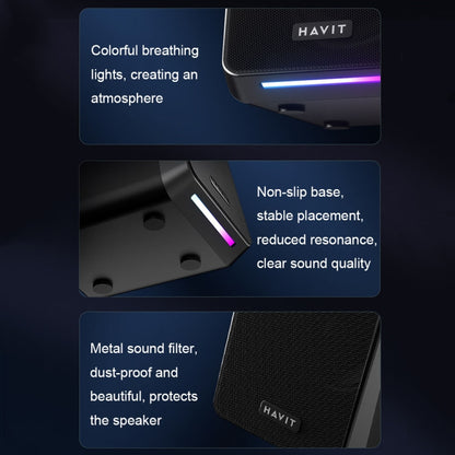 Havit A20 Plus Colorful Ambient Light Wired Computer Audio Stereo Surround Sound Speaker, Style: Black -  by Havit | Online Shopping South Africa | PMC Jewellery | Buy Now Pay Later Mobicred