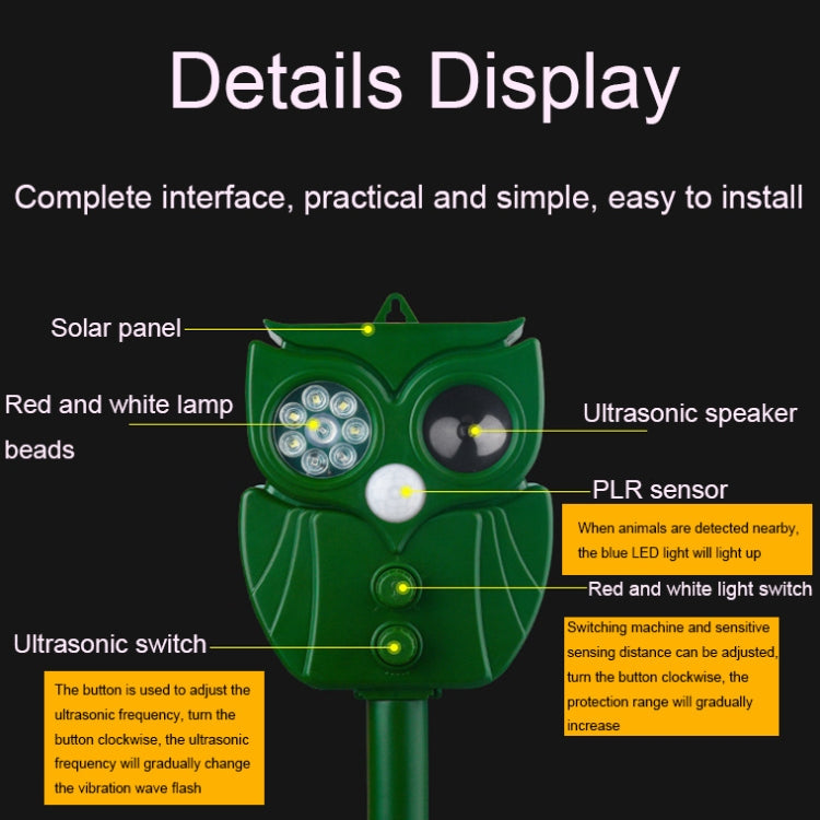 14LEDs Solar Ultrasonic Rat Repeller Outdoor Multifunctional Infrared Sensor Repeller - Outdoor Insect Repellent by PMC Jewellery | Online Shopping South Africa | PMC Jewellery | Buy Now Pay Later Mobicred