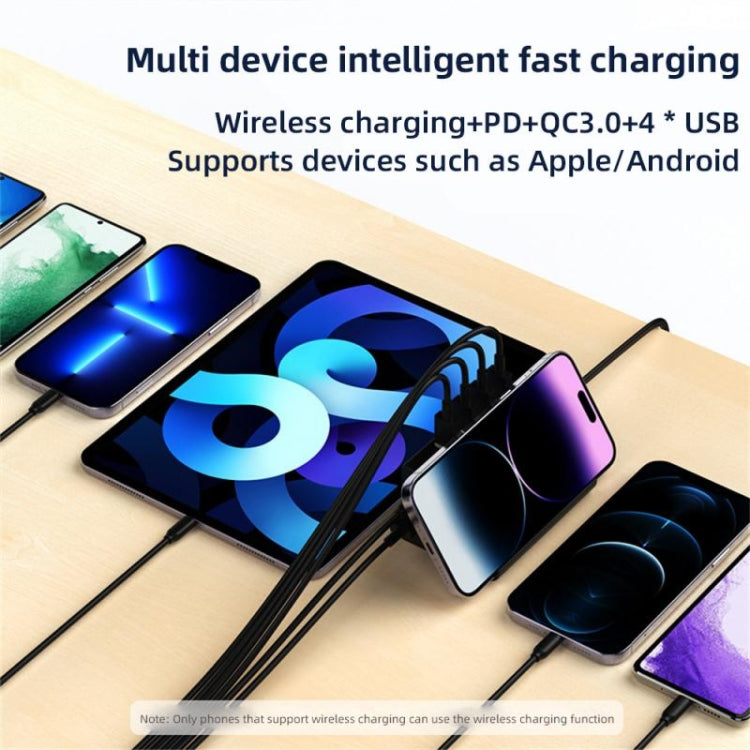 PD 20W +QC 3.0 Wireless Charging+6 Ports Multi-function Charger(US Plug) - Multifunction Charger by PMC Jewellery | Online Shopping South Africa | PMC Jewellery | Buy Now Pay Later Mobicred