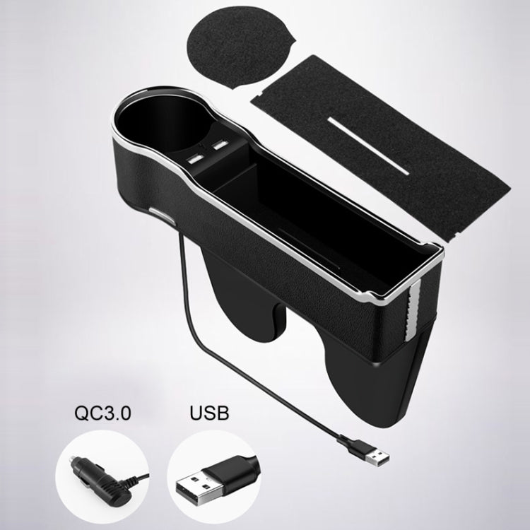Car Seat Gap Storage Box Multifunctional Mobile Phone USB Charger, Color: QC3.0 Brown - free shipping - PMC TechLife - Order now!